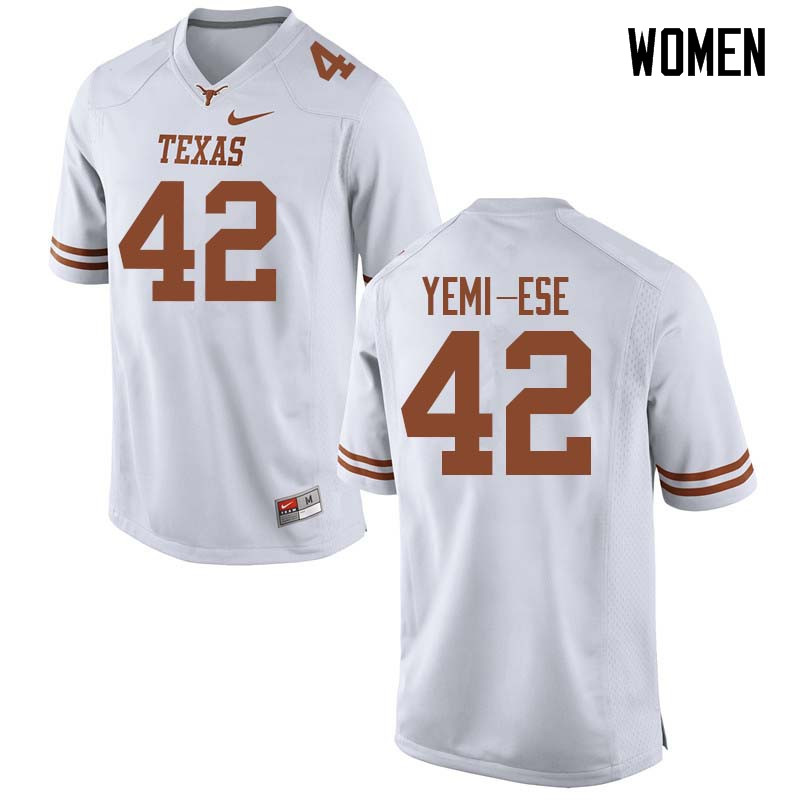 Women #42 Femi Yemi-Ese Texas Longhorns College Football Jerseys Sale-White